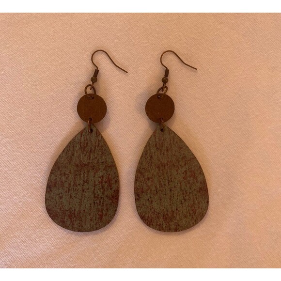 Earrings Lightweight Distressed Turquoise Blue Boho Peasant Look Trendy Casual - Picture 2 of 4